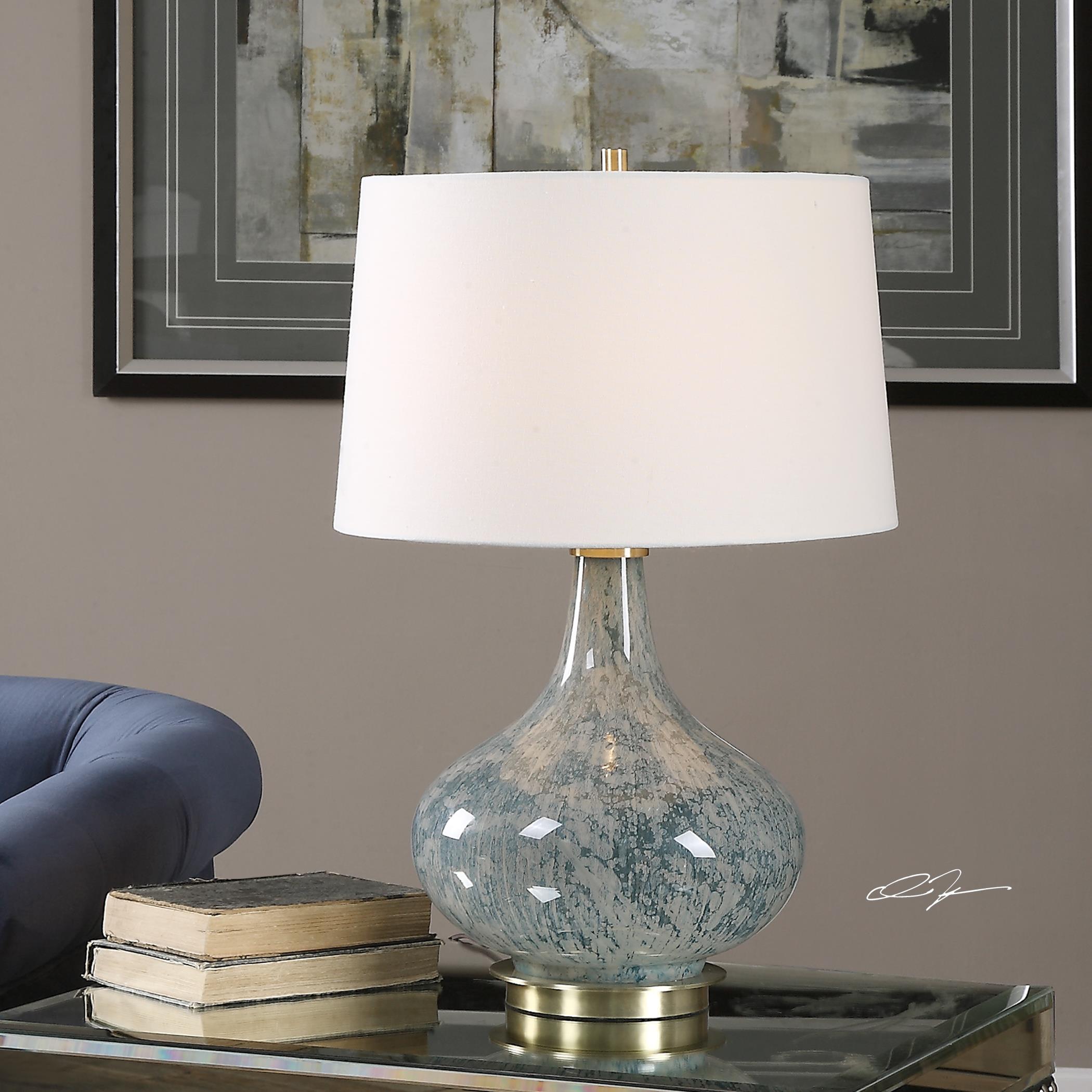 Uttermost Table Lamps 27076 Celinda Blue Gray Glass Lamp